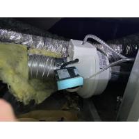 A close look at a dryer vent booster fan. 
